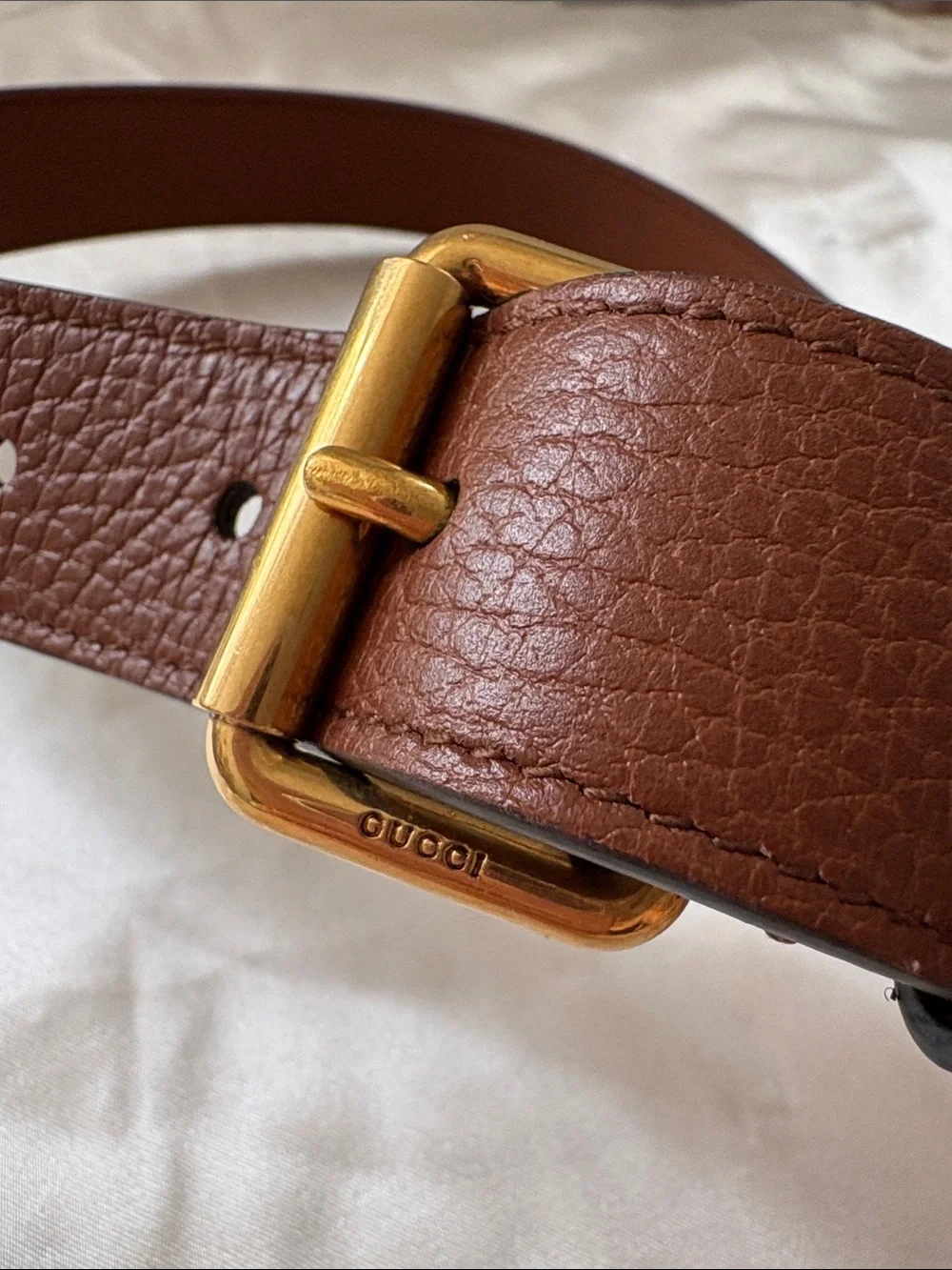 NEW women Gucci Brown Leather w/ denim belt
